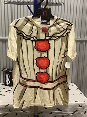 Halloween pennywise IT Cream adult Clown Costume Shirt size large (42/44)